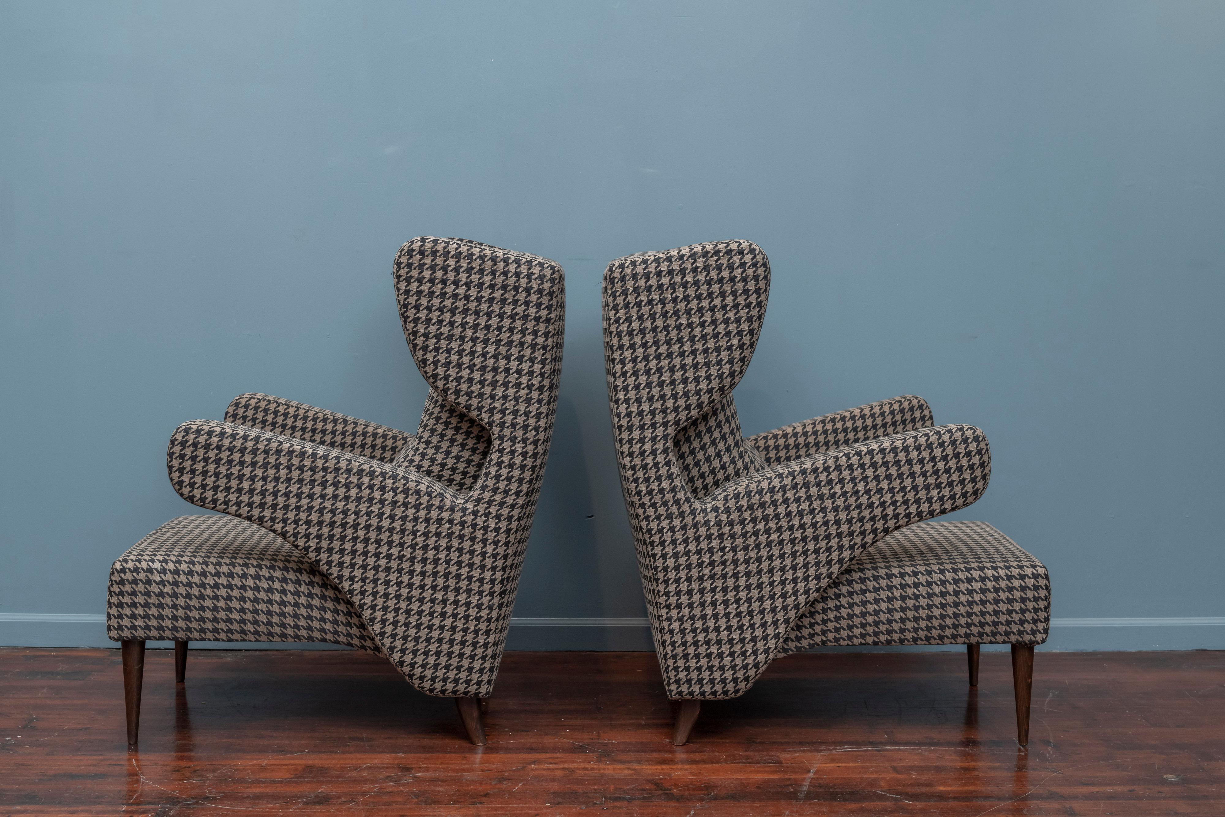 Upholstery Mid-Century Modern Italian Large Lounge Chairs For Sale