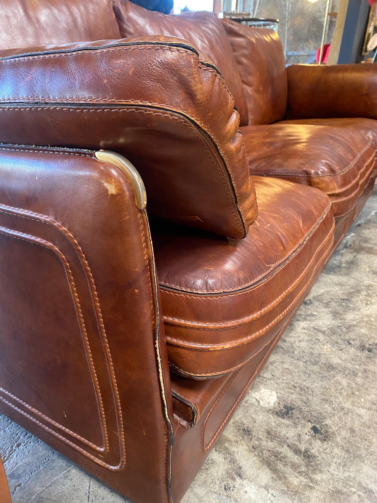 MidCentury Modern Italian Leather Sofa, 1960s at 1stDibs italian leather couch, midcentury