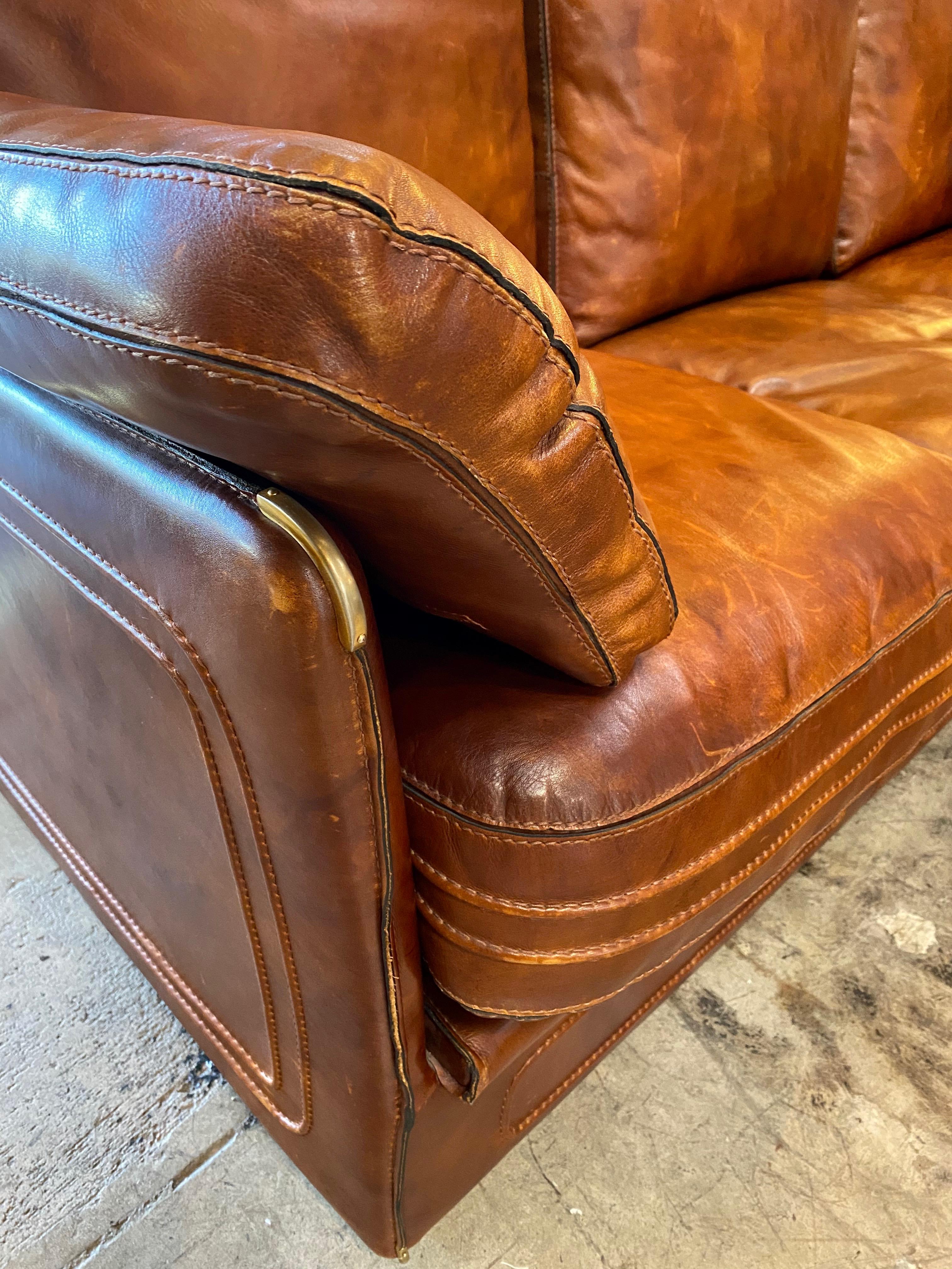 Mid-Century Modern Italian Leather Sofa, 1960s 2