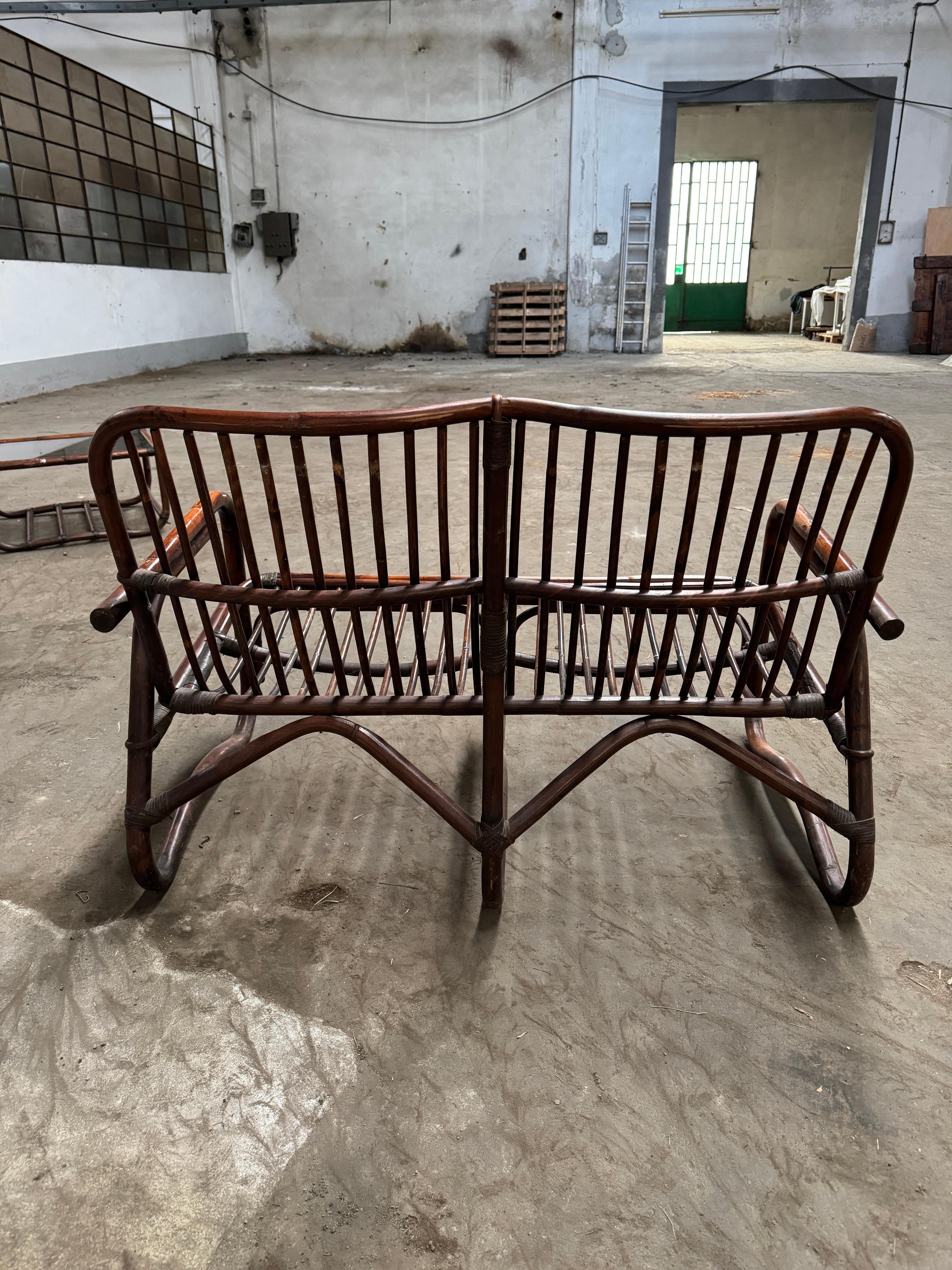 Mid-Century Modern Italian Living Room Bamboo Set. 1970s For Sale 4