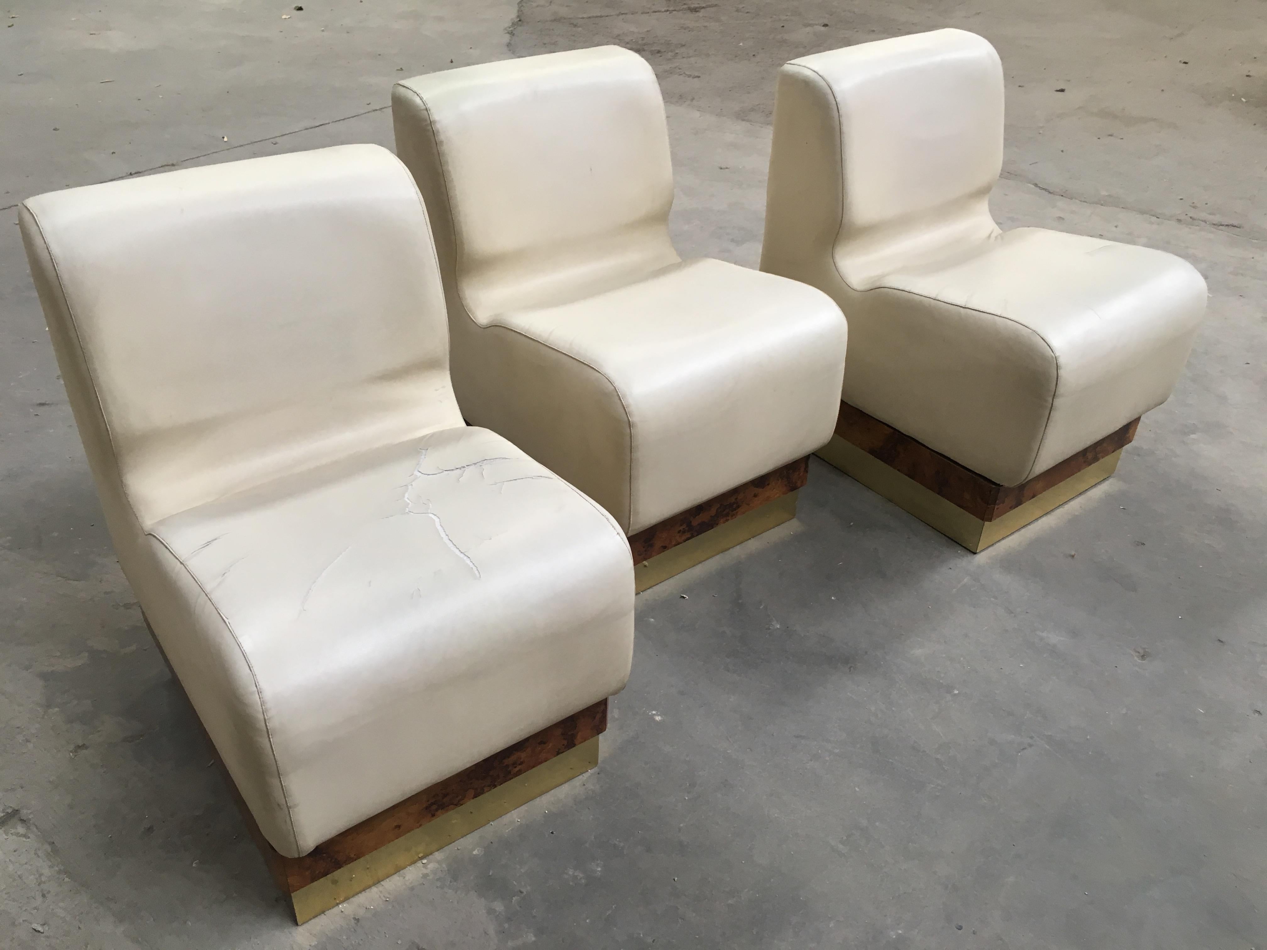 Mid-Century Modern Italian Living Room Set Consisting in 3 Sectional Armchairs In Good Condition For Sale In Prato, IT