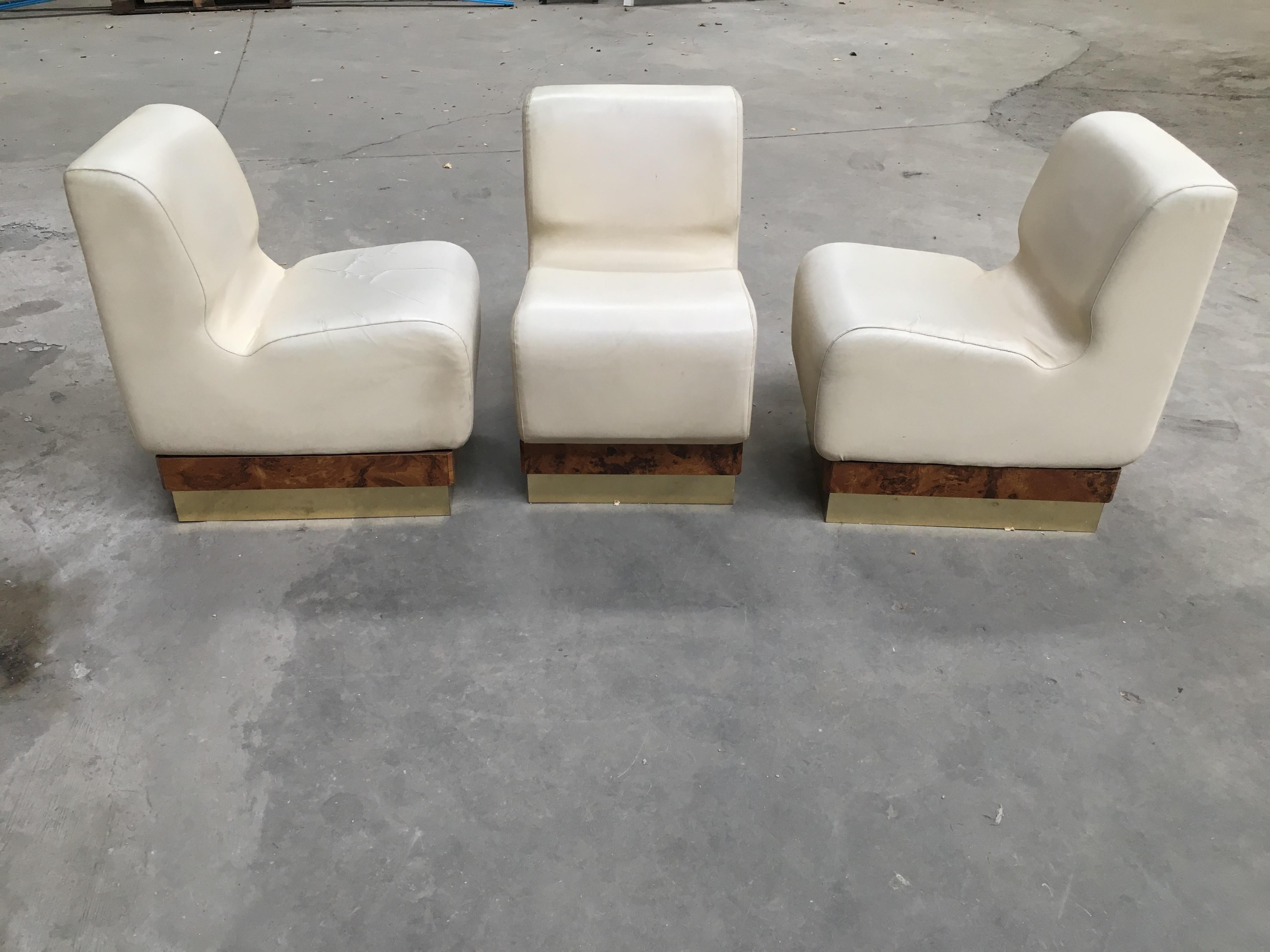 Mid-Century Modern Italian Living Room Set Consisting in 3 Sectional Armchairs For Sale 1