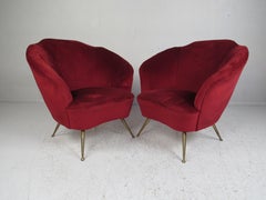 Gio Ponti attr Velvet Chairs