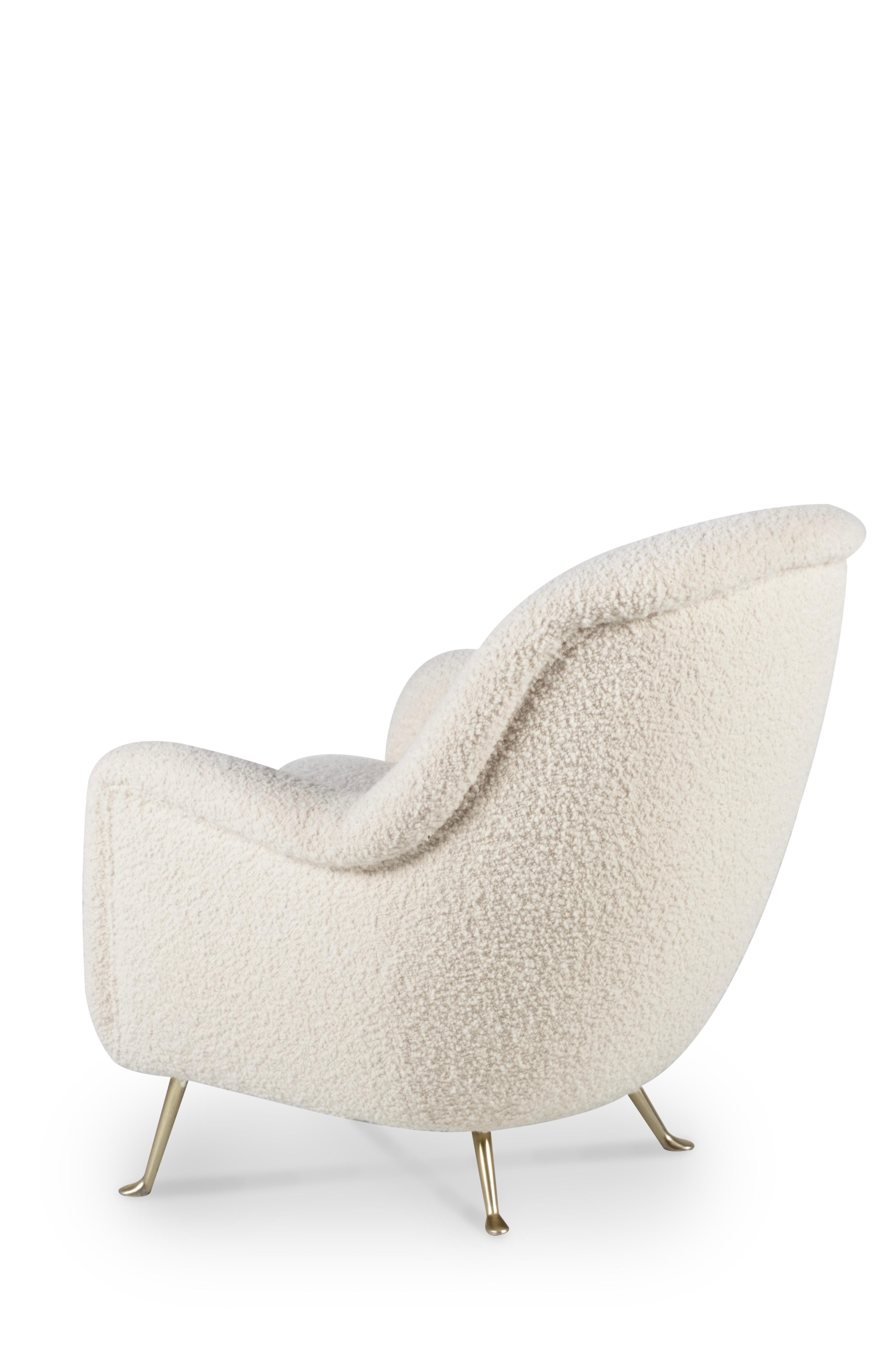 Brass Mid-Century Modern Italian Lounge Chair, 1960s Full Restoration by Greenapple For Sale