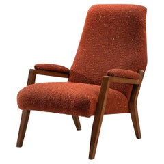 Mid-Century Modern Italian Lounge Chair in Reddish Brown Upholstery