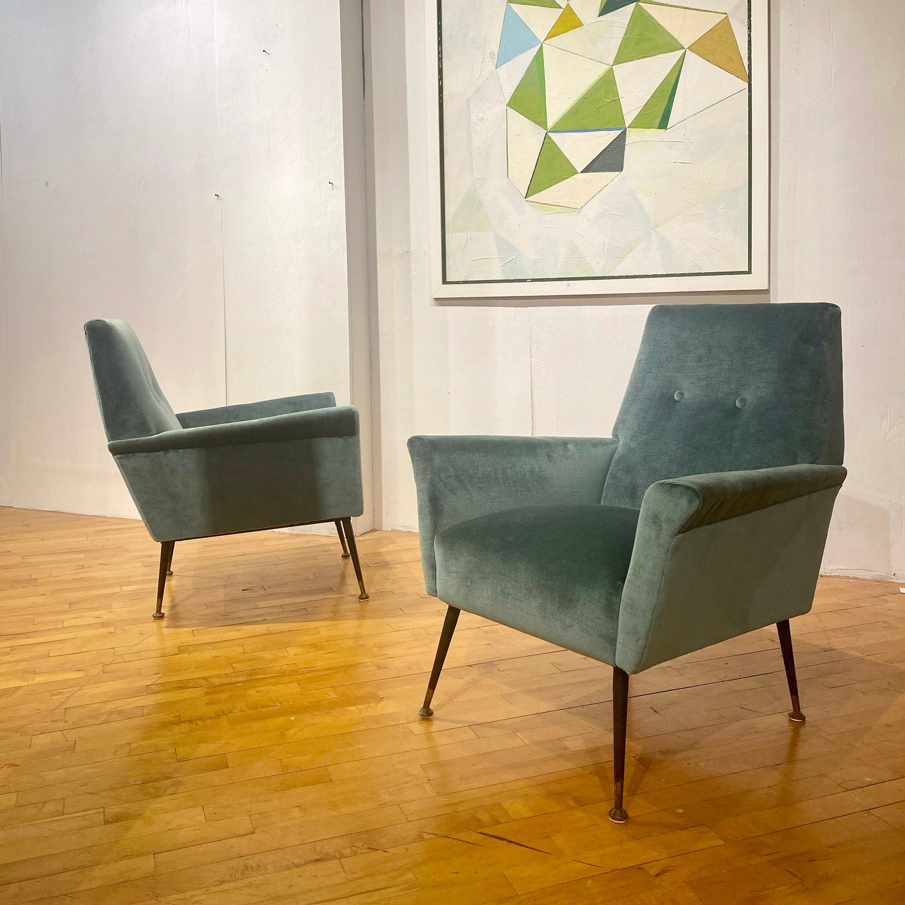 Mid-Century Modern Italian Lounge Chairs, a Pair In Good Condition In Raleigh, NC