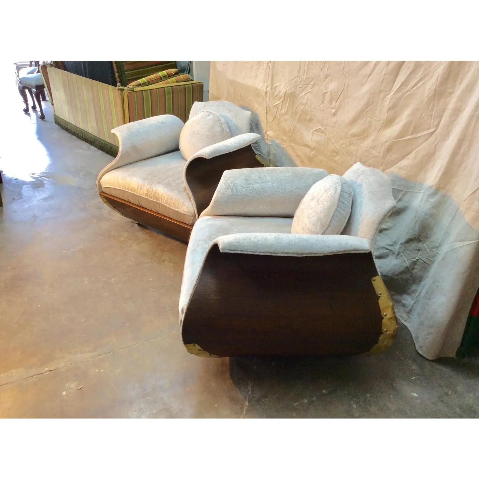 Mid-Century Modern Italian Lounge Chairs, a Pair In Good Condition In Burton, TX