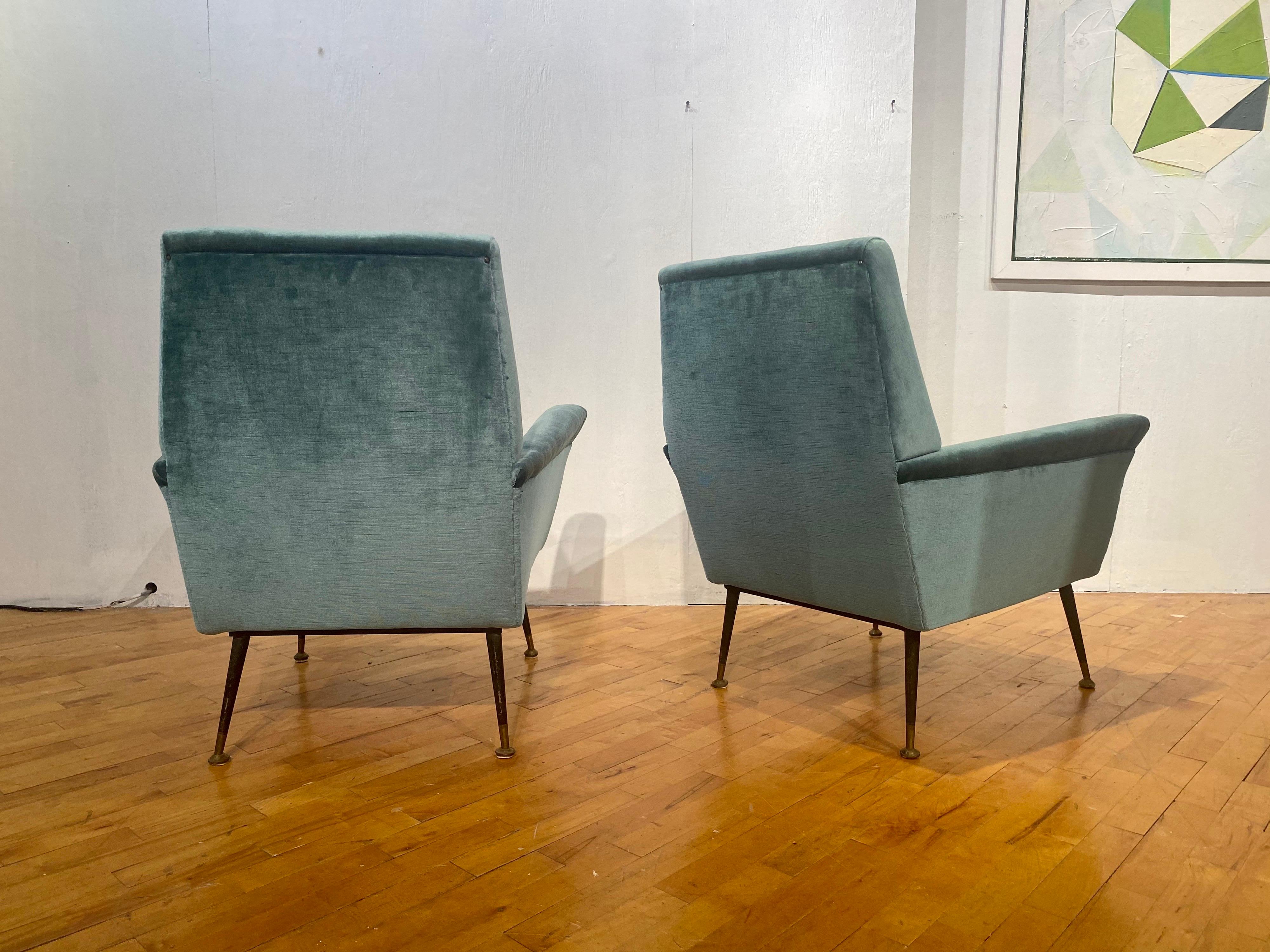 20th Century Mid-Century Modern Italian Lounge Chairs, a Pair