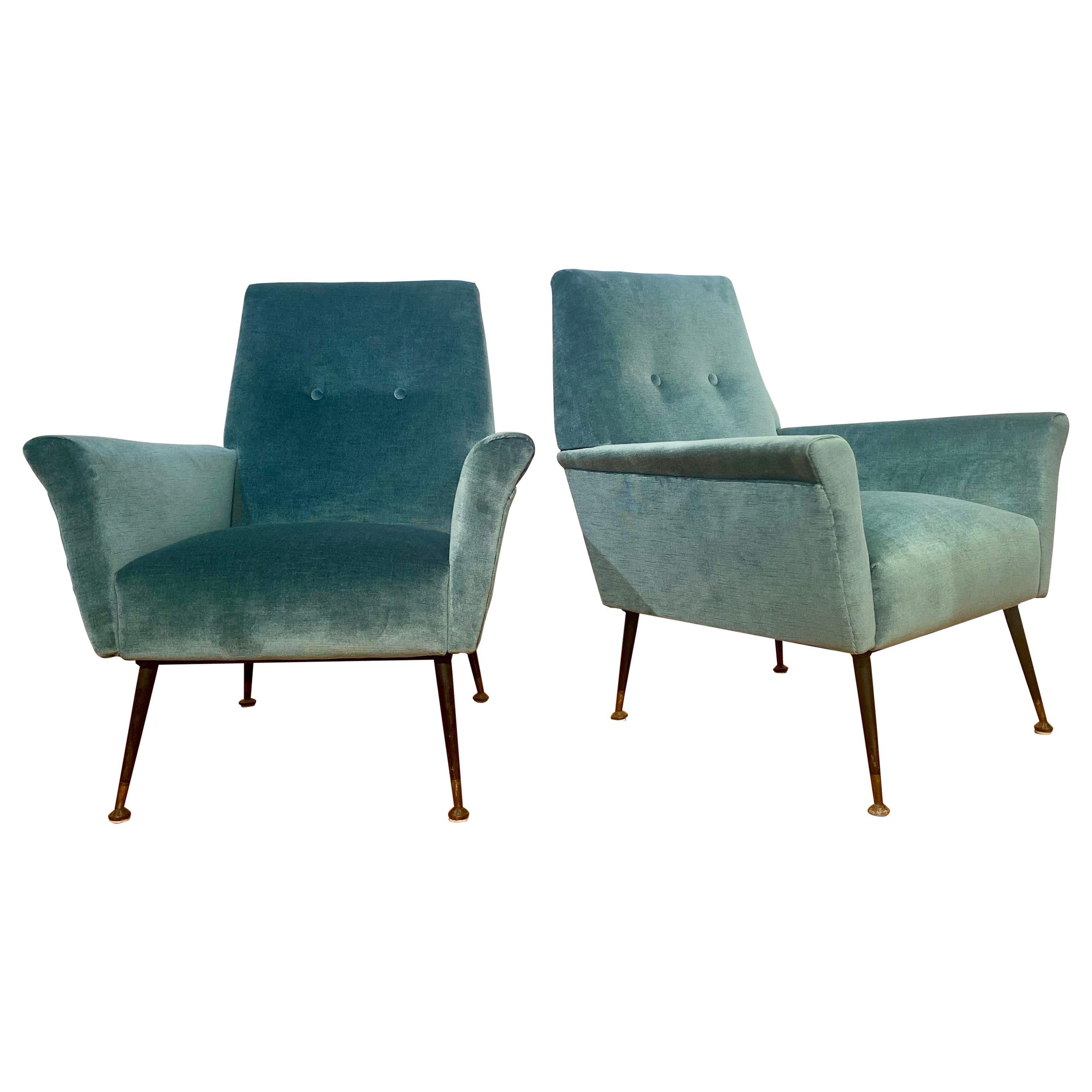 Mid-Century Modern Italian Lounge Chairs, a Pair
