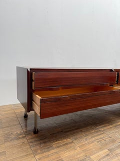 Mid-Century Modern Italian Low Wooden Credenza, with four Drawers