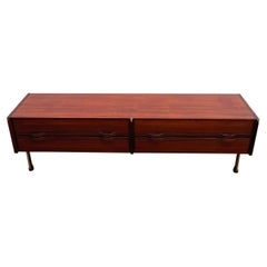 Retro Mid-Century Modern Italian Low Wooden Credenza, with four Drawers