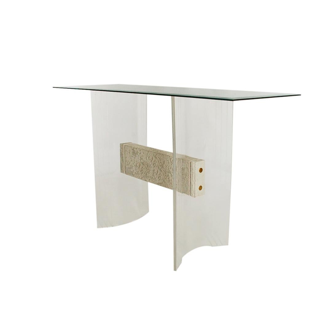 Late 20th Century Mid-Century Modern Italian Lucite and Glass Console Table or Sofa Table