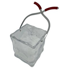 Mid-Century Modern Italian Lucite Ice Bucket with Chrome Handles