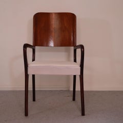 Mid-century Modern Italian Maple and White Velvet Chair, 1950s