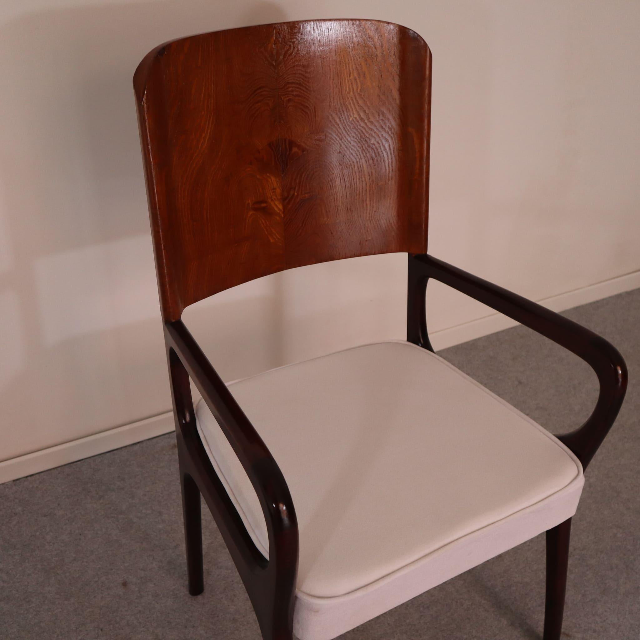 Mid-century Modern Italian Maple and White Velvet Chair, 1950s In Good Condition For Sale In Nicolosi, IT