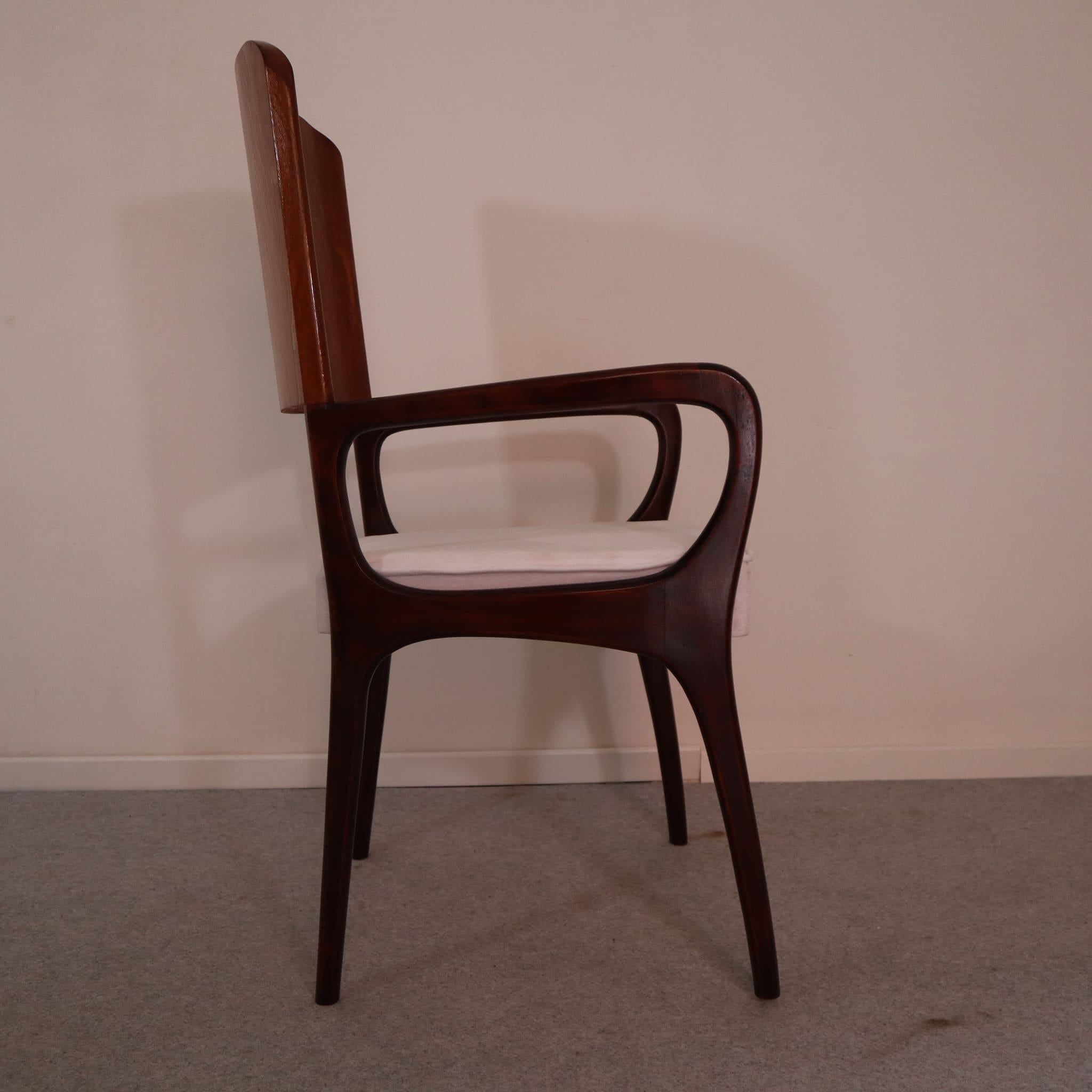 Mid-20th Century Mid-century Modern Italian Maple and White Velvet Chair, 1950s For Sale