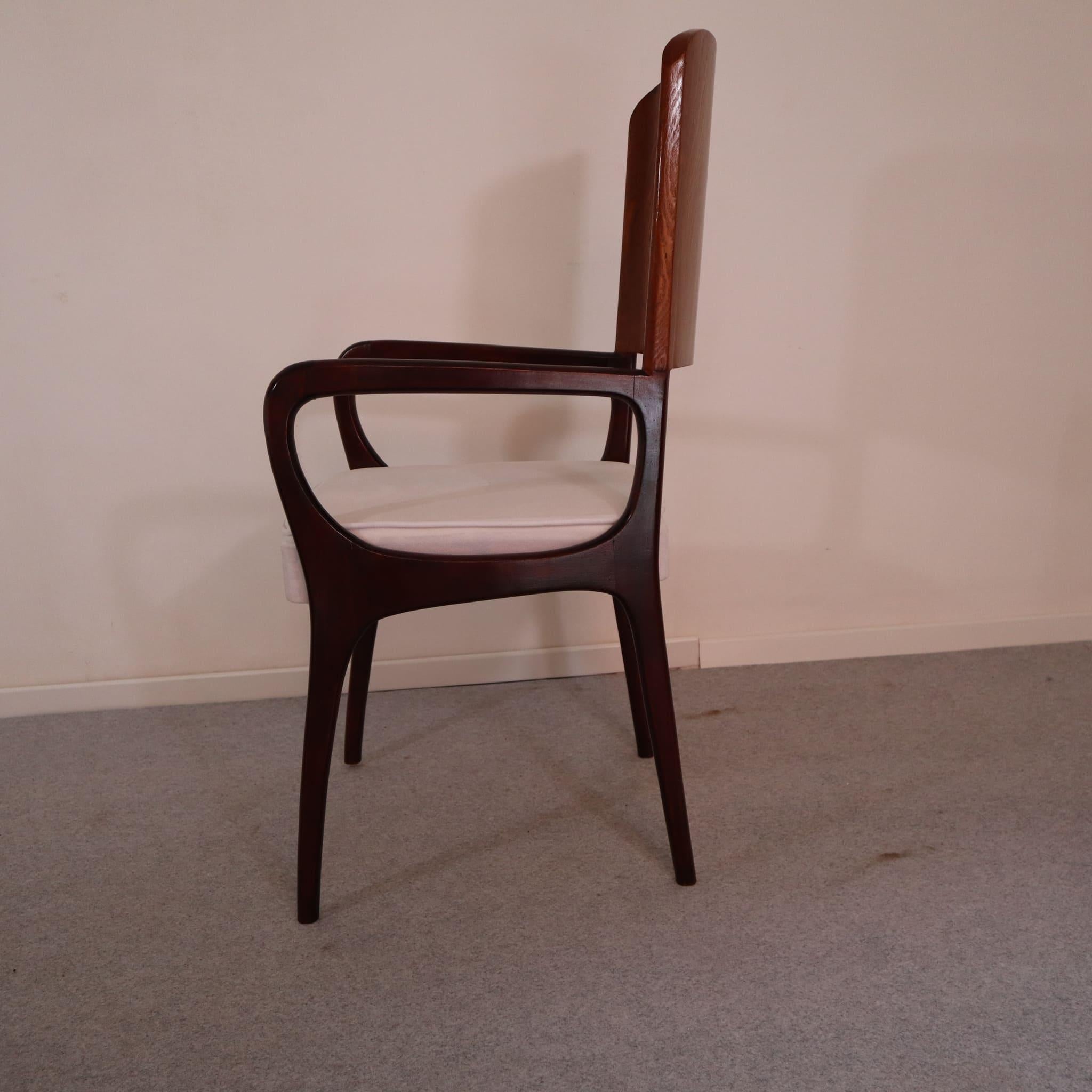 Mid-century Modern Italian Maple and White Velvet Chair, 1950s For Sale 2