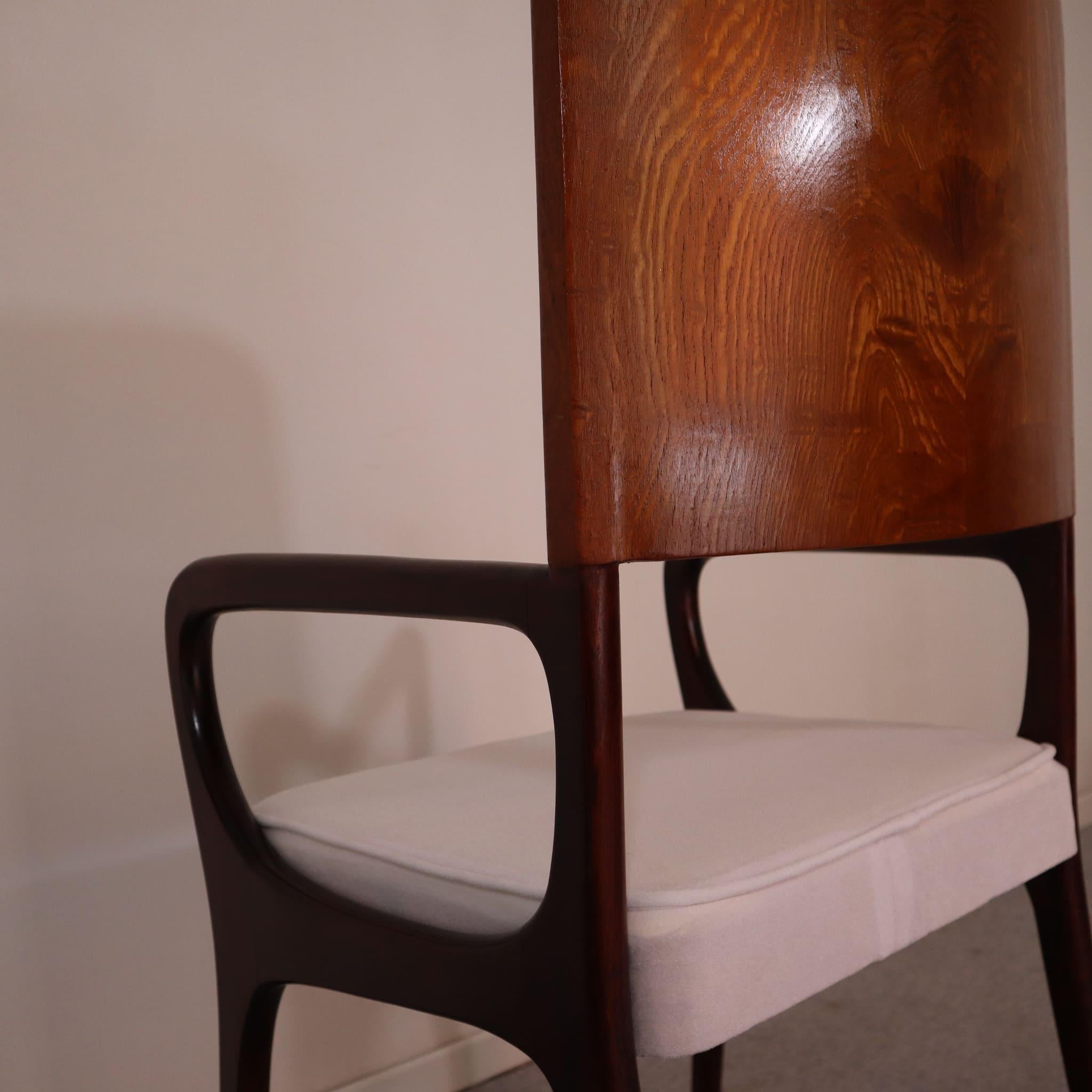 Mid-century Modern Italian Maple and White Velvet Chair, 1950s For Sale 3