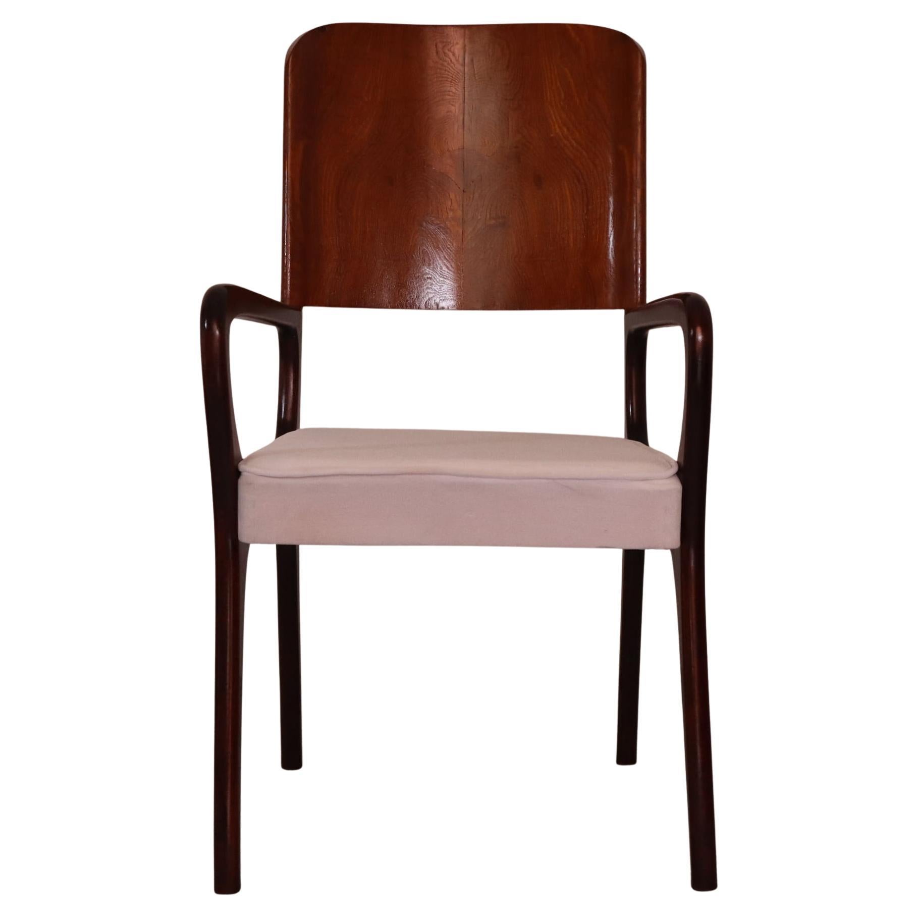 Mid-century Modern Italian Maple and White Velvet Chair, 1950s For Sale