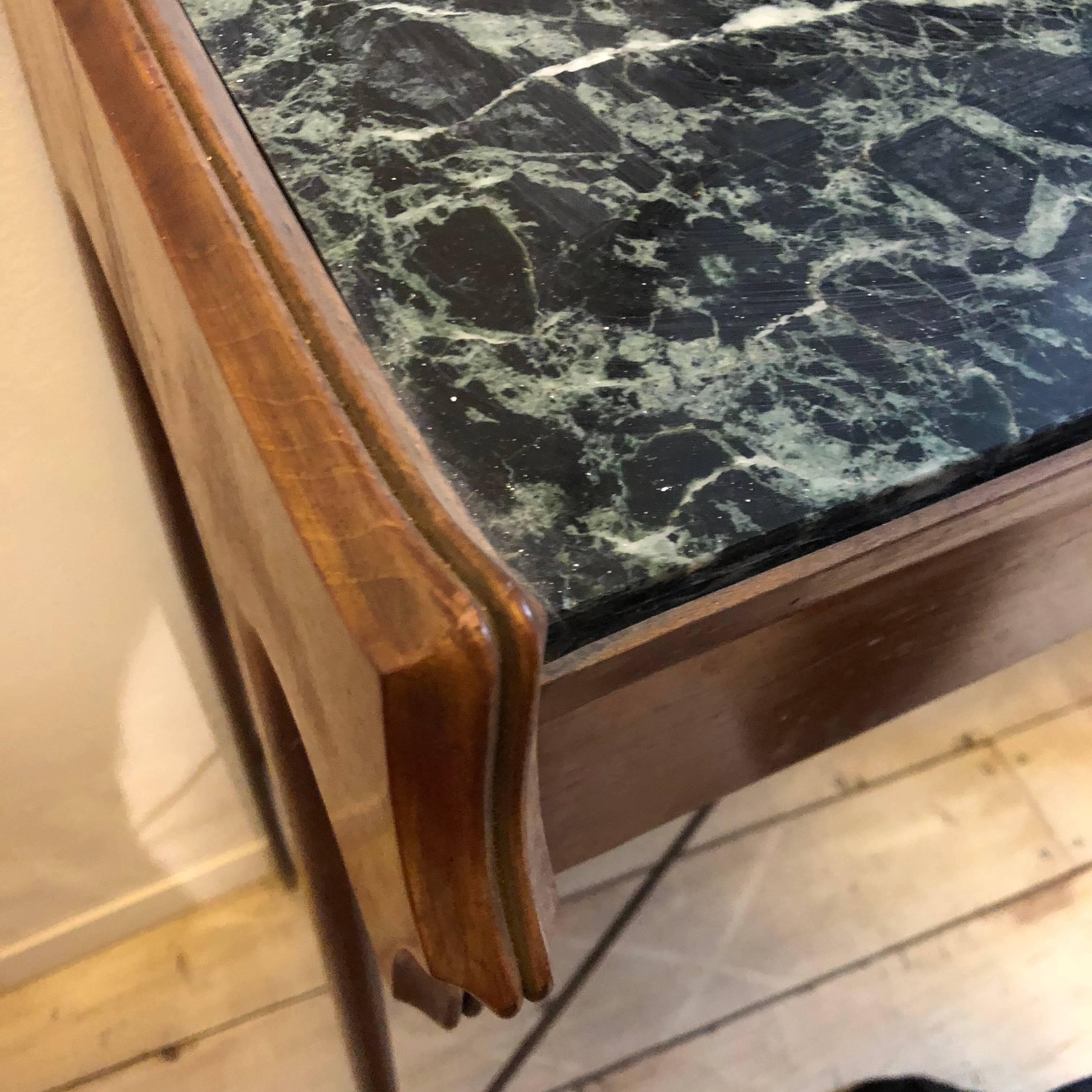 Mid-Century Modern Italian Maple Wood and Green Marble Console and Mirror 1950 5