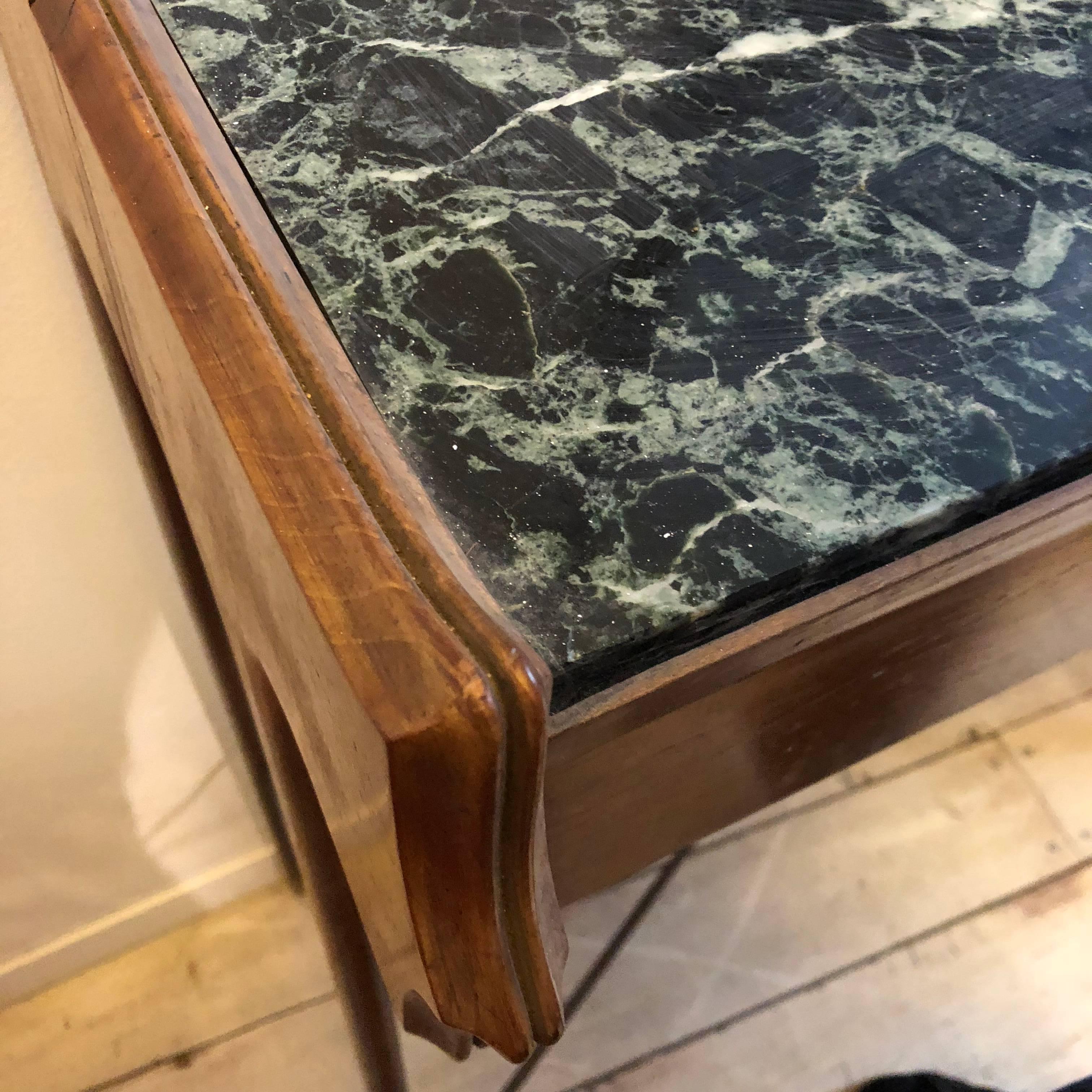 Mid-Century Modern Italian Maple Wood and Green Marble Console and Mirror 1950 4