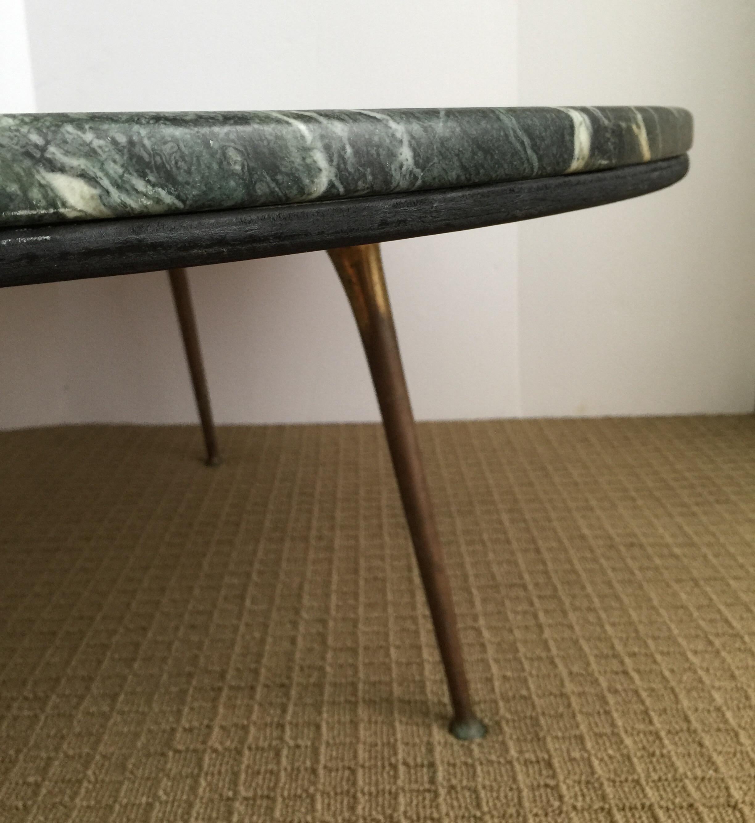 Mid-Century Modern Italian Marble and Brass Round Coffee Cocktail Table 9