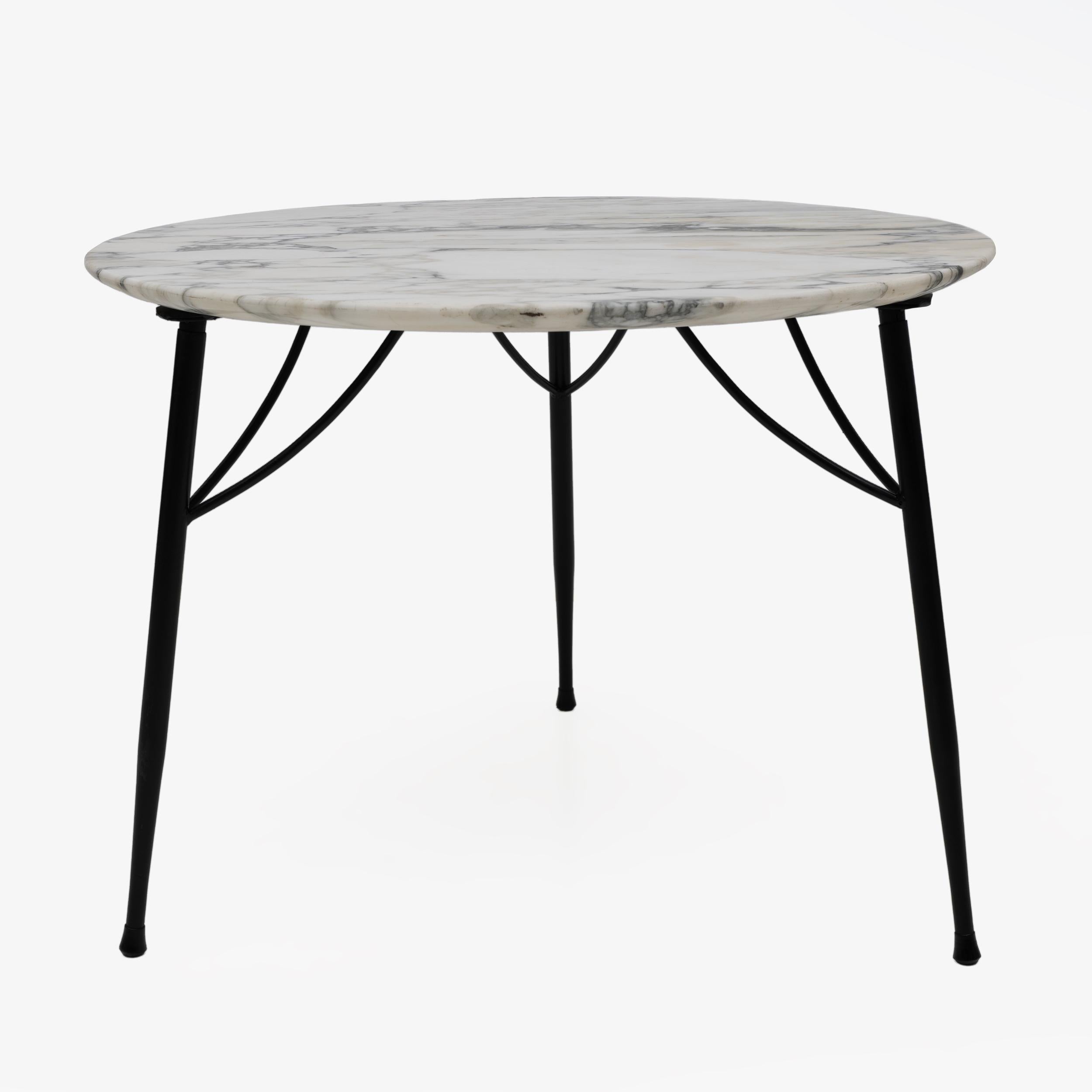 Mid-20th Century Mid-century Modern Italian Marble and Metal Round Coffee Table, 1960s For Sale