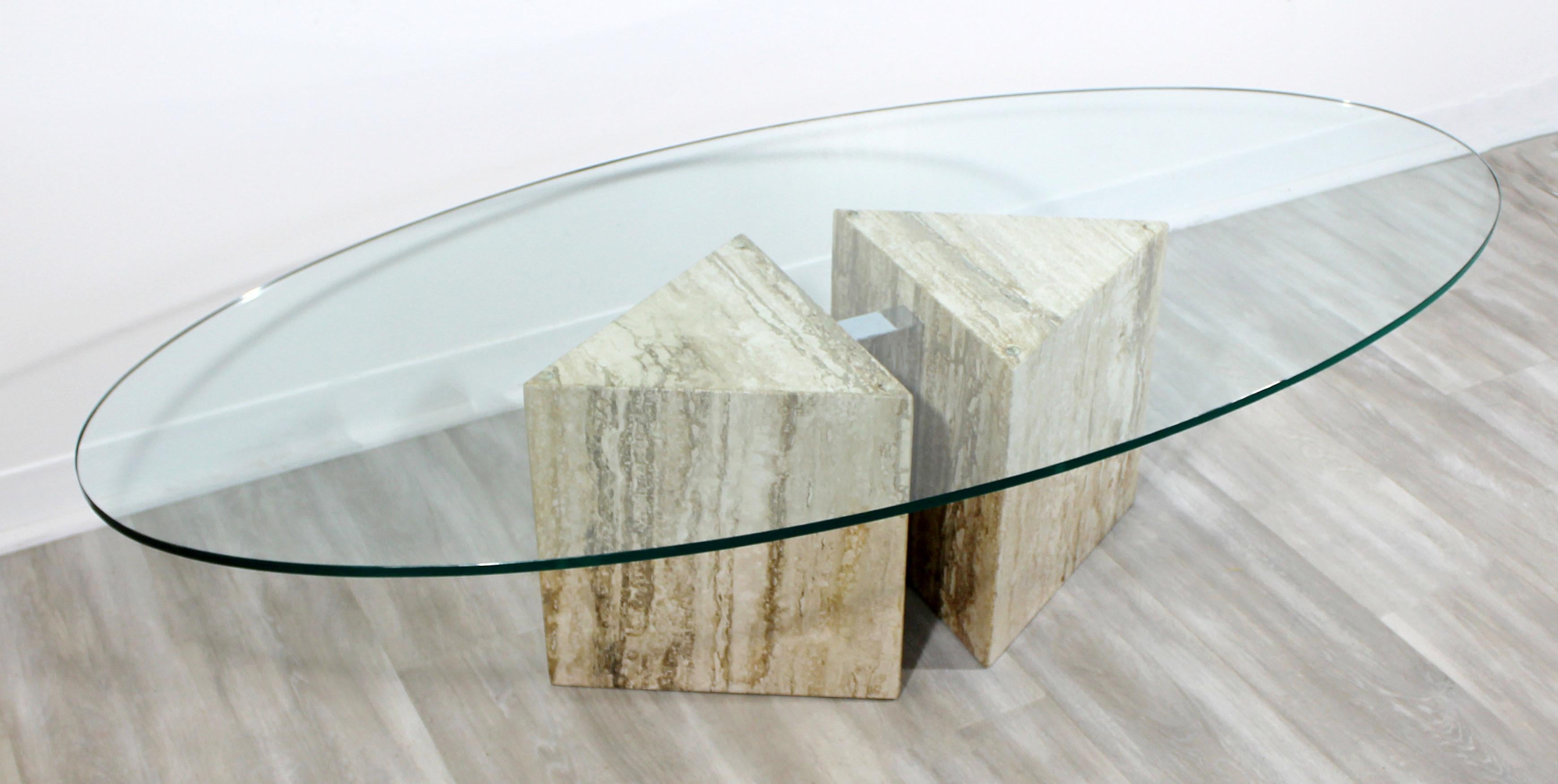 Mid-Century Modern Italian Marble Chrome Glass Surfboard Coffee Table, 1970s 1