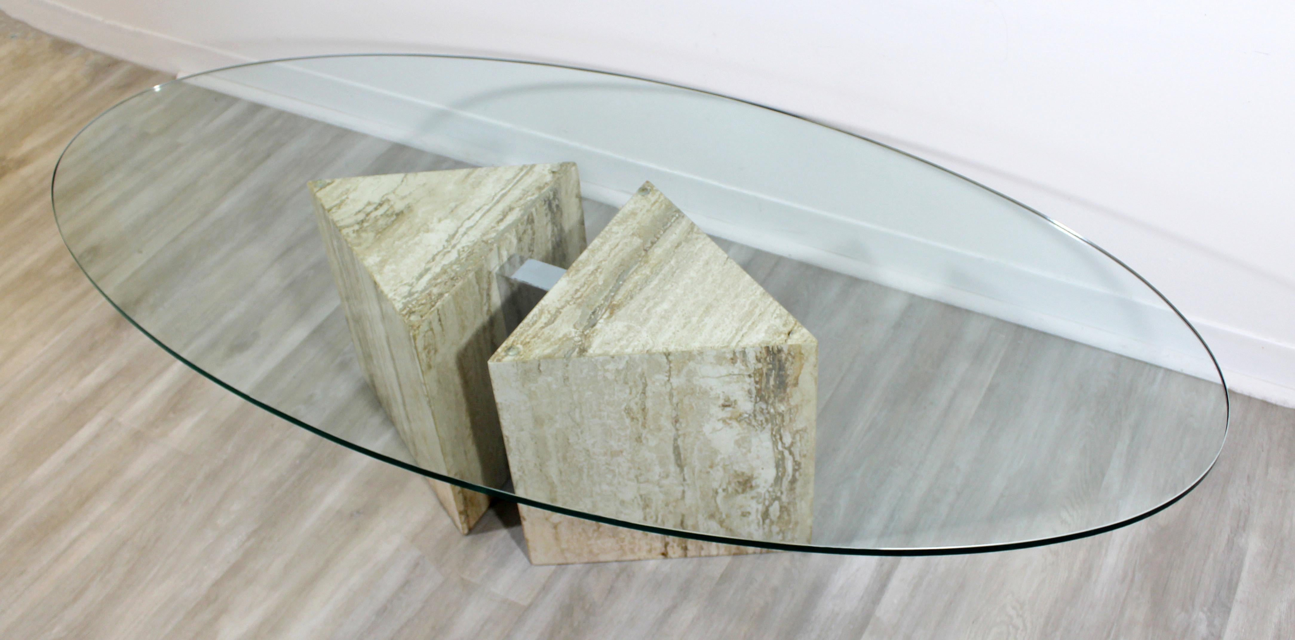 Mid-Century Modern Italian Marble Chrome Glass Surfboard Coffee Table, 1970s 3