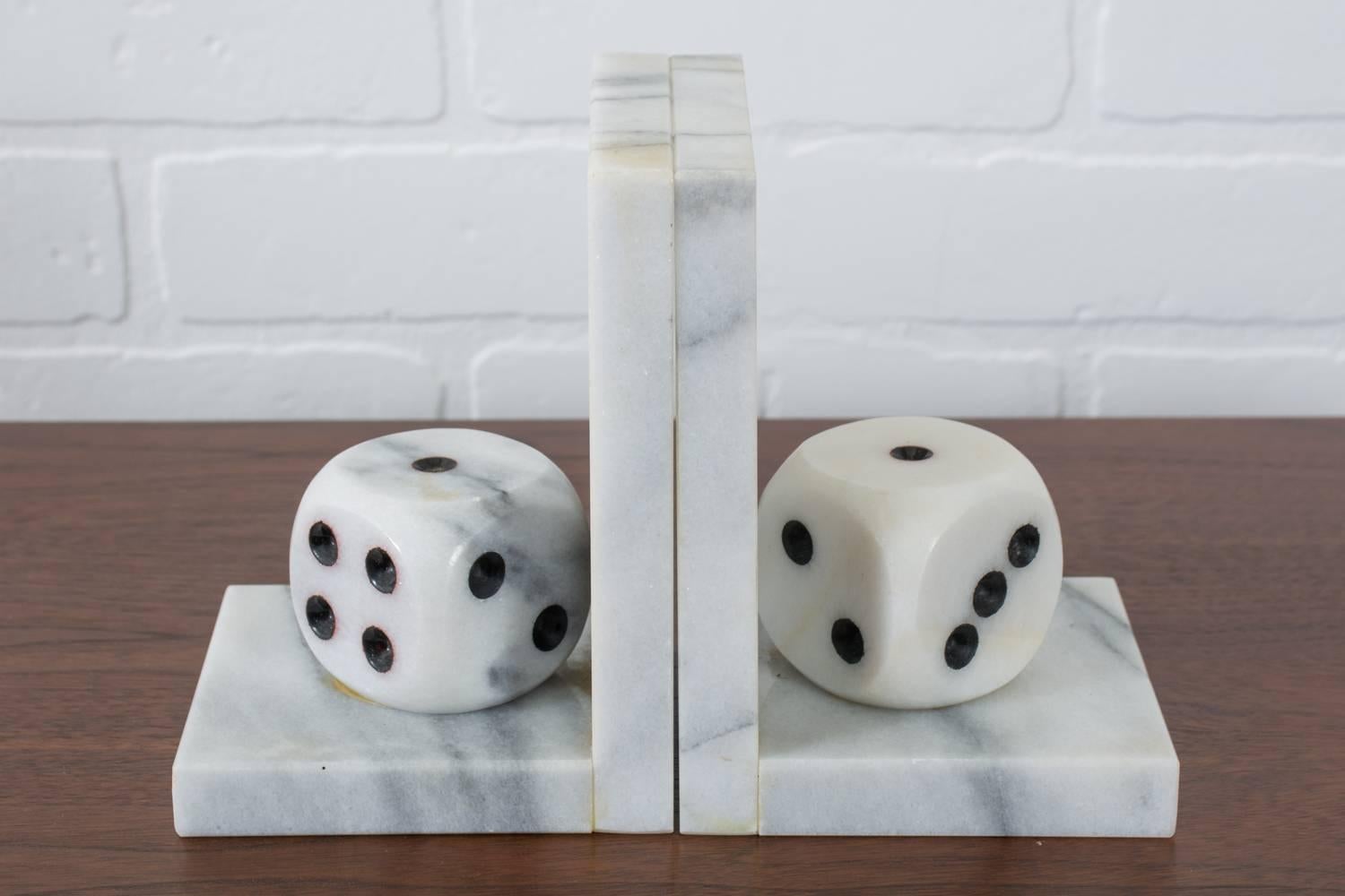This is a pair of vintage Mid-Century Italian marble 'dice' bookends.