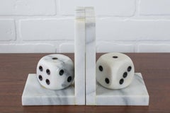 Mid-Century Modern Italian Marble Dice Bookends