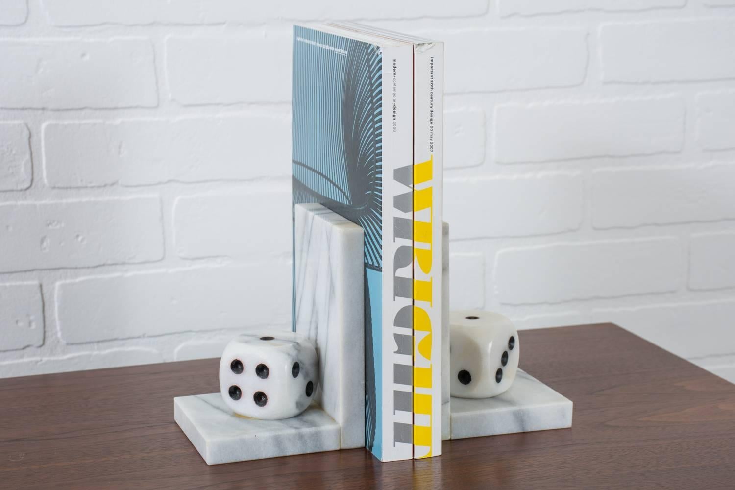 Mid-Century Modern Italian Marble Dice Bookends For Sale 1