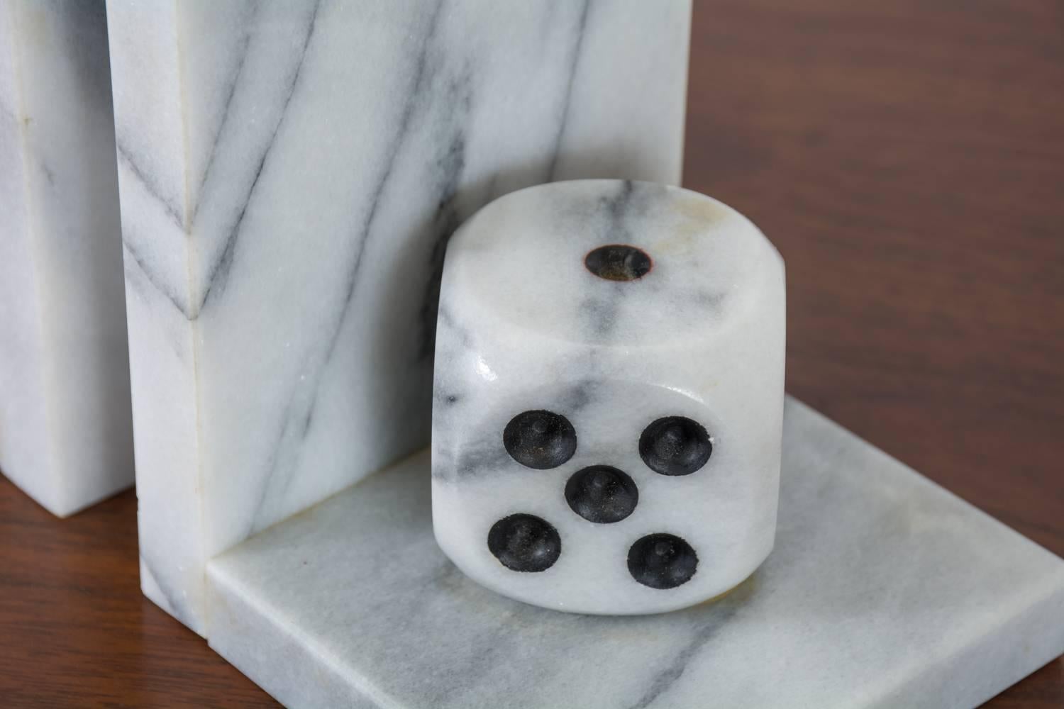 Mid-Century Modern Italian Marble Dice Bookends For Sale 2
