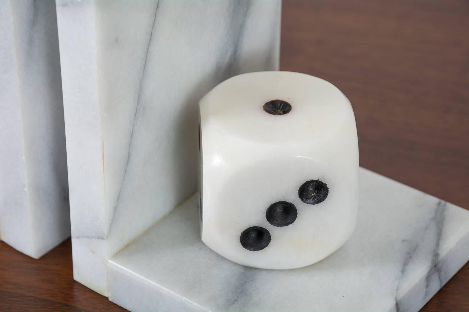 Mid-Century Modern Italian Marble Dice Bookends For Sale 3