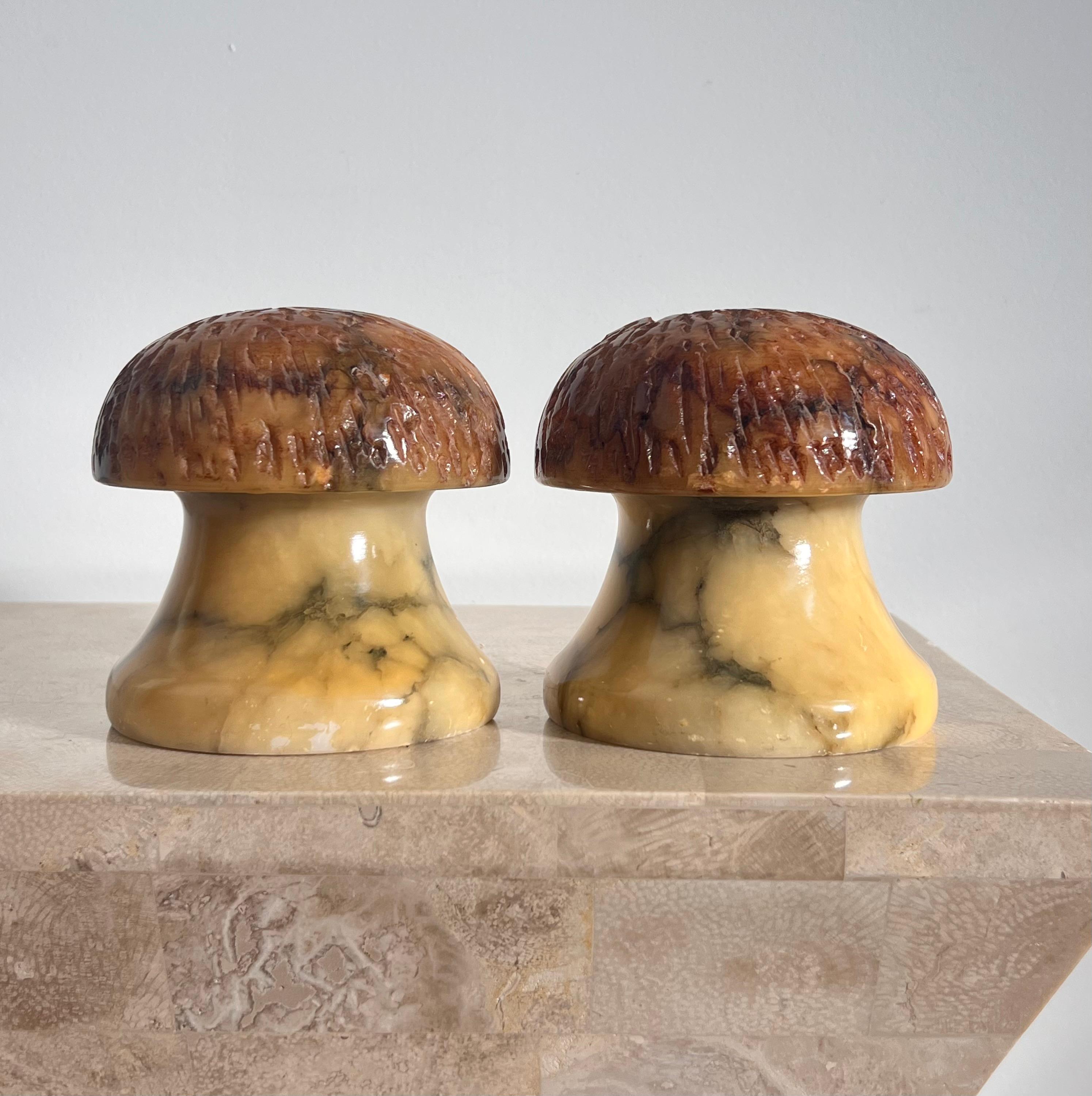 Mid century modern Italian marble mushroom bookends, 1960s In Good Condition In View Park, CA