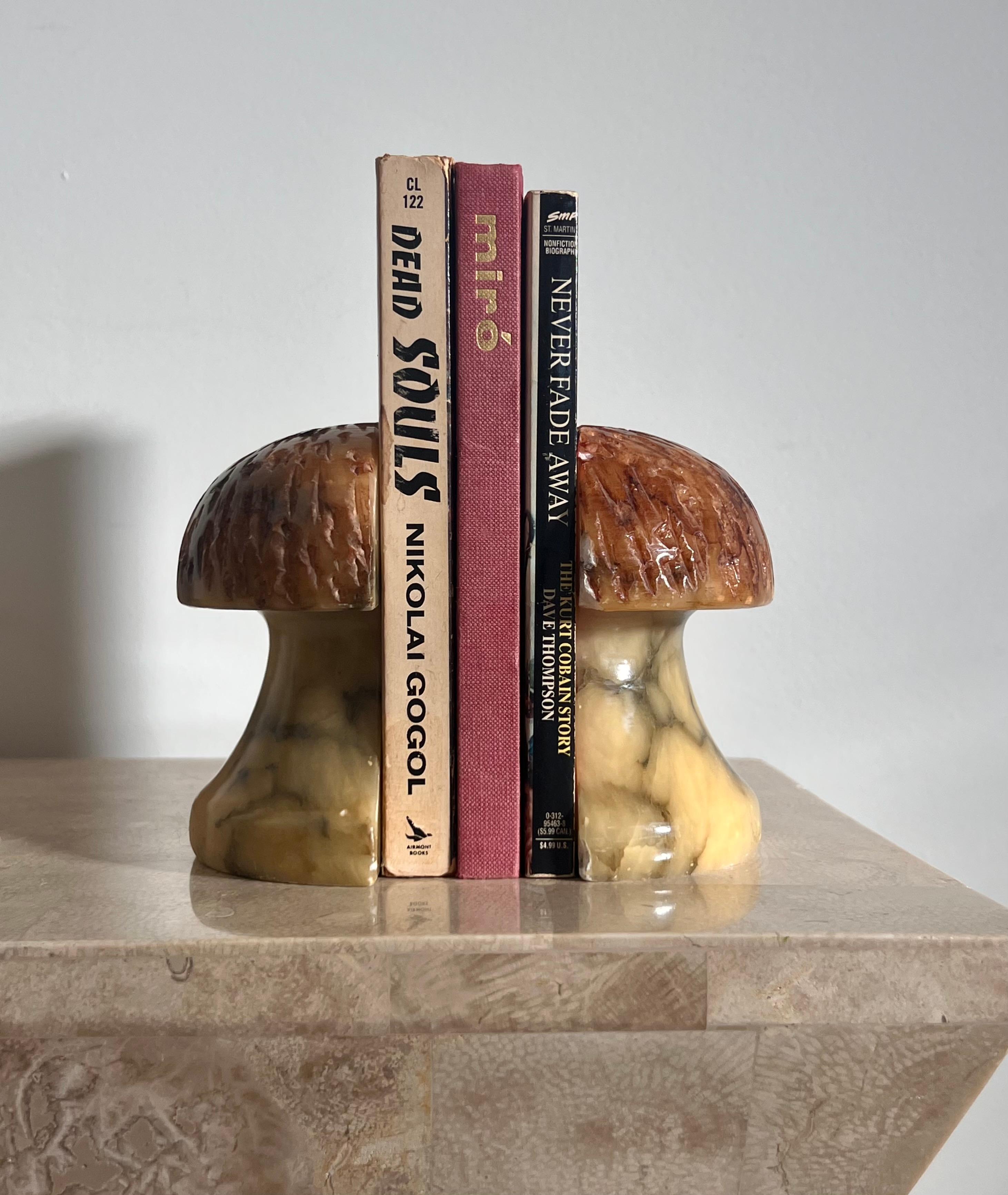 Mid century modern Italian marble mushroom bookends, 1960s 1