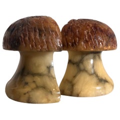 Mid century modern Italian marble mushroom bookends, 1960s