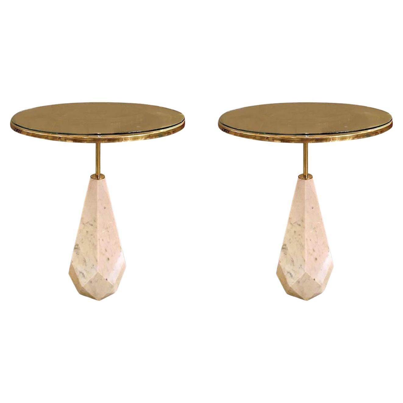 Pair of Italian Marble Side Tables For Sale