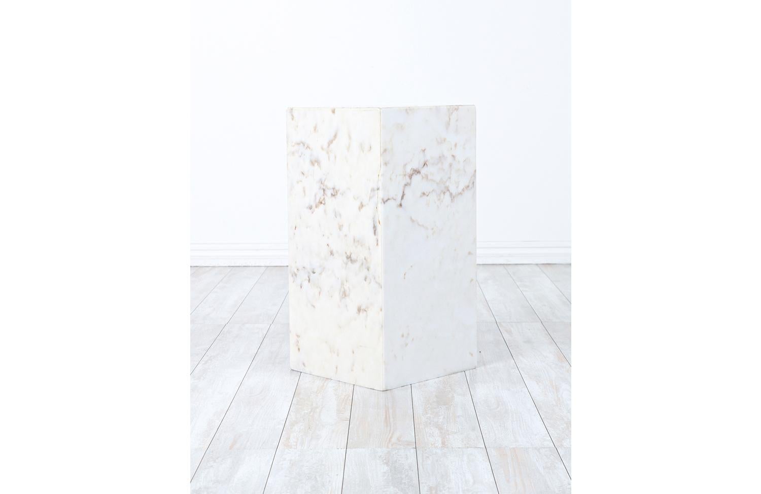 Late 20th Century Mid-Century Modern Italian Marble Stone Pedestal Side Table