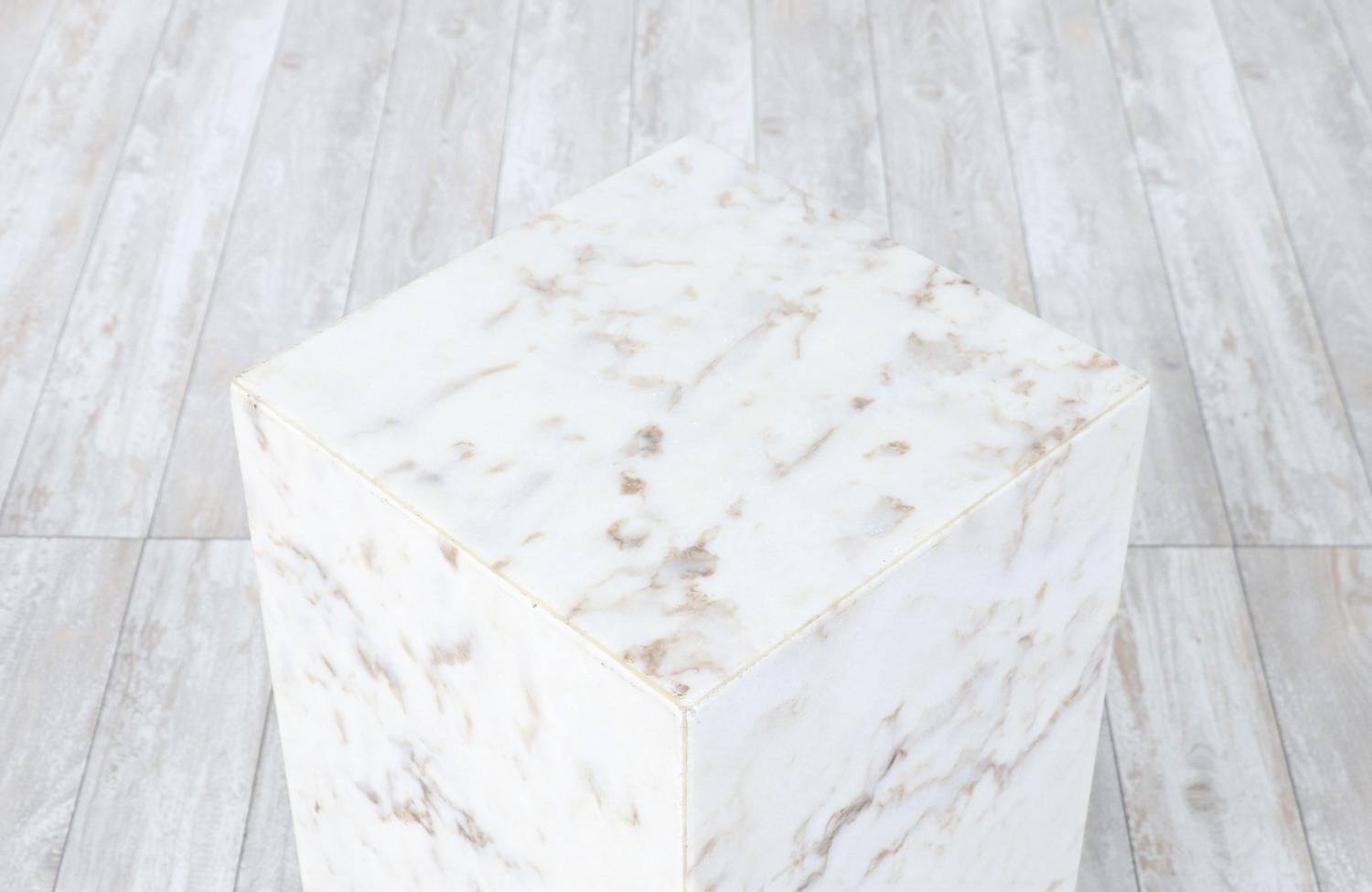 Mid-Century Modern Italian Marble Stone Pedestal Side Table 1