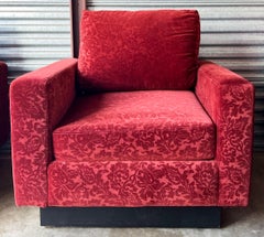 Pareja de sillones club italianos de mediados de siglo Maurice Villency, de terciopelo