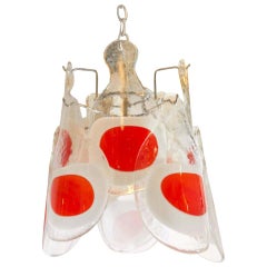 Mid-Century Modern Italian Mazzega Style Glass Chandelier