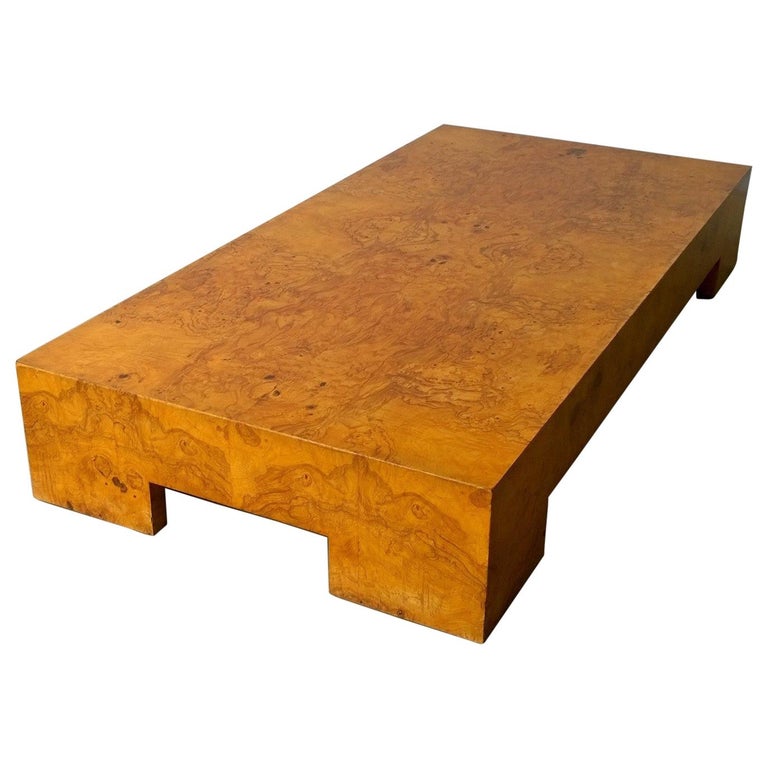 Mid Century Modern Italian Milo Baughman Style Burl Veneer