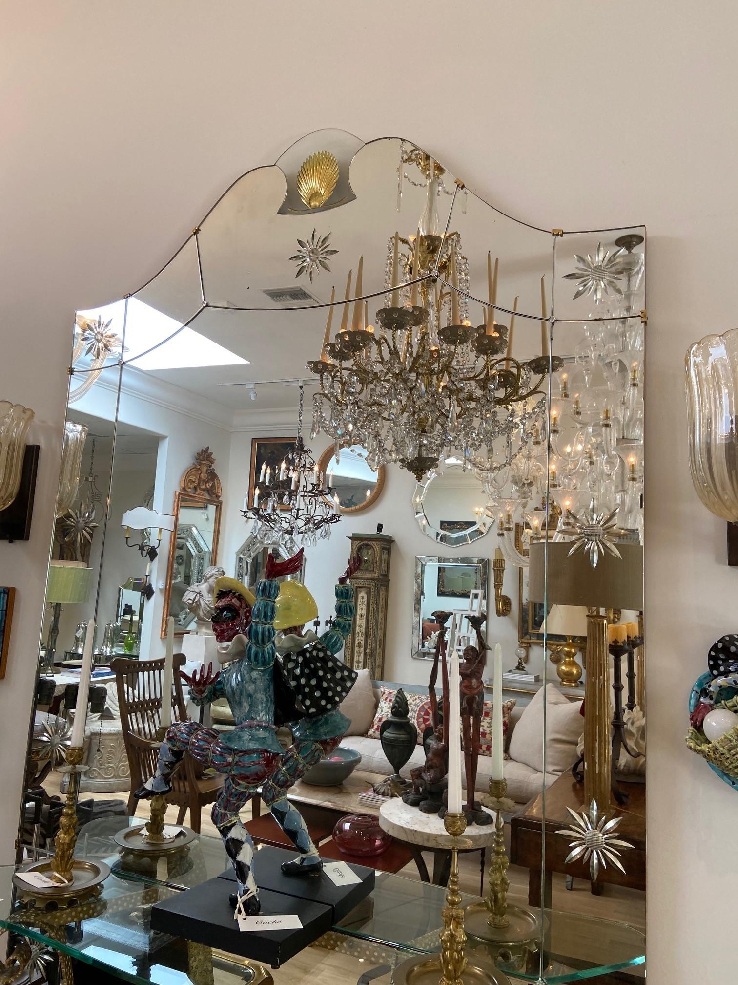 Art déco Miroir italien moderne du milieu du siècle avec console de Pier Luigi Colli en vente