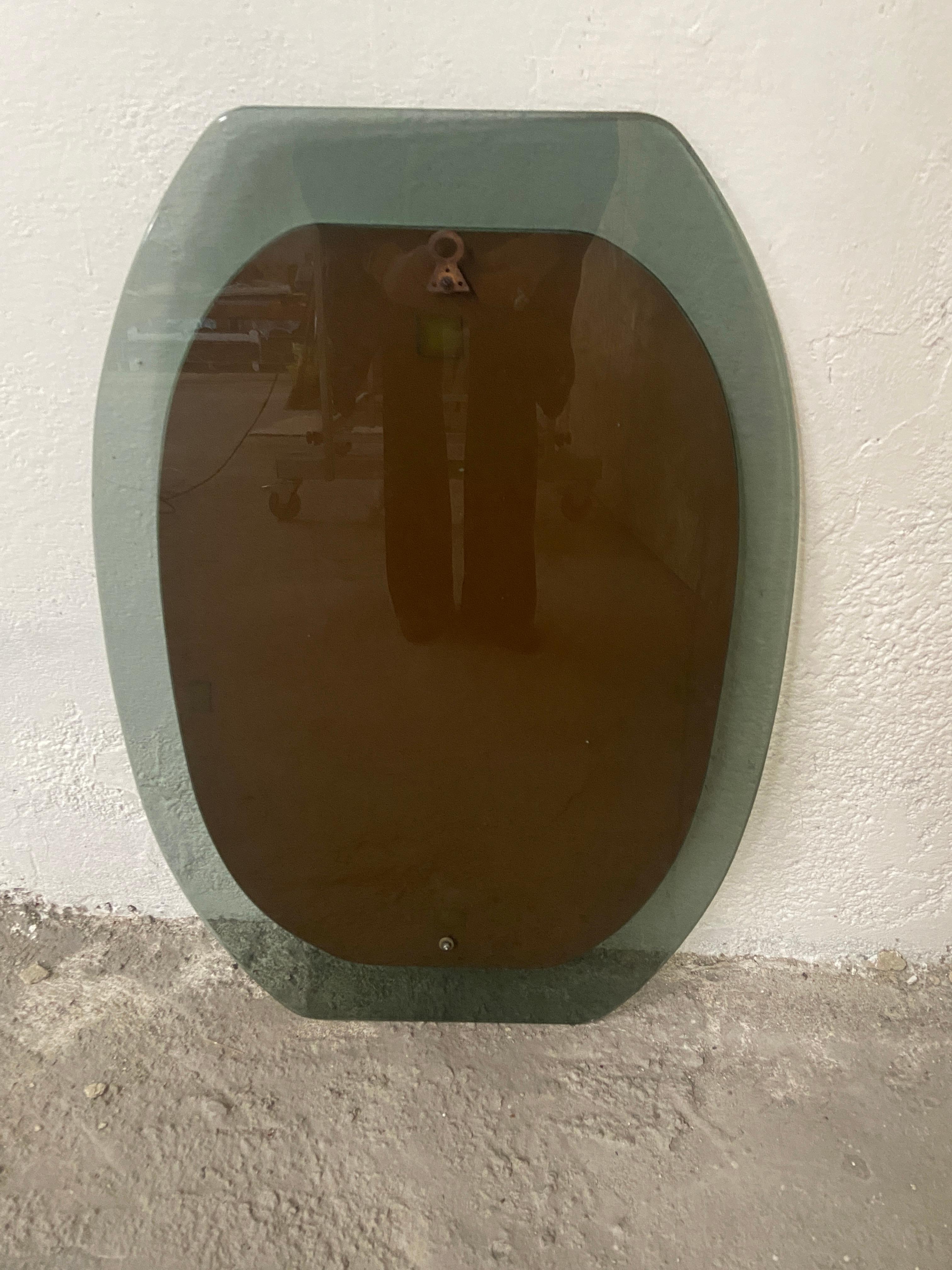 Mid-Century Modern Italian Mirror with Green Beveled Murano Glass Frame, 1970s 3