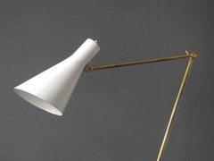Mid-Century Modern Italian Modern Brass Joint Clamp Lamp with Cone Shade