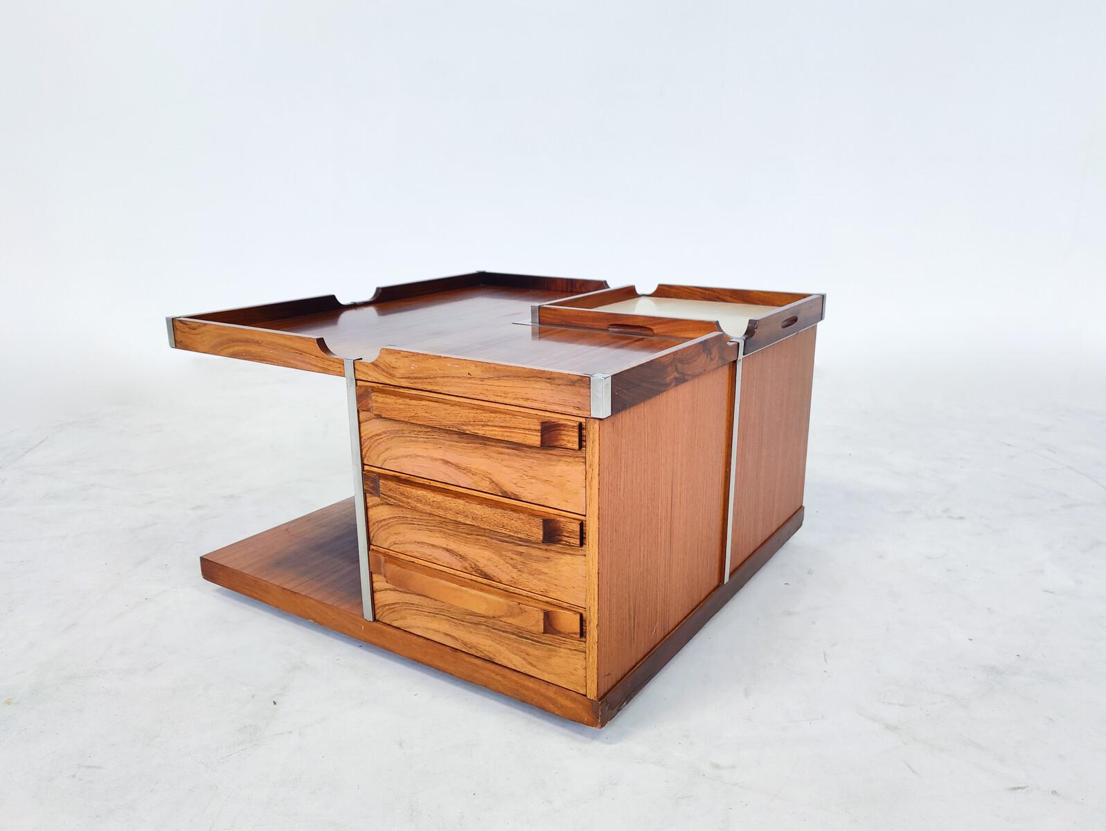 Wood Mid-Century Modern Italian Modular Coffee Table with Built-in Storage by Fiarm