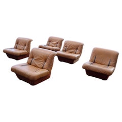 Mid-century modern Italian Modular Leather Sofa by Lev & Lev, 1970s