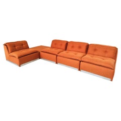 Mid-Century Modern Italian Modular Sofa, 1970S - New Orange Upholstery
