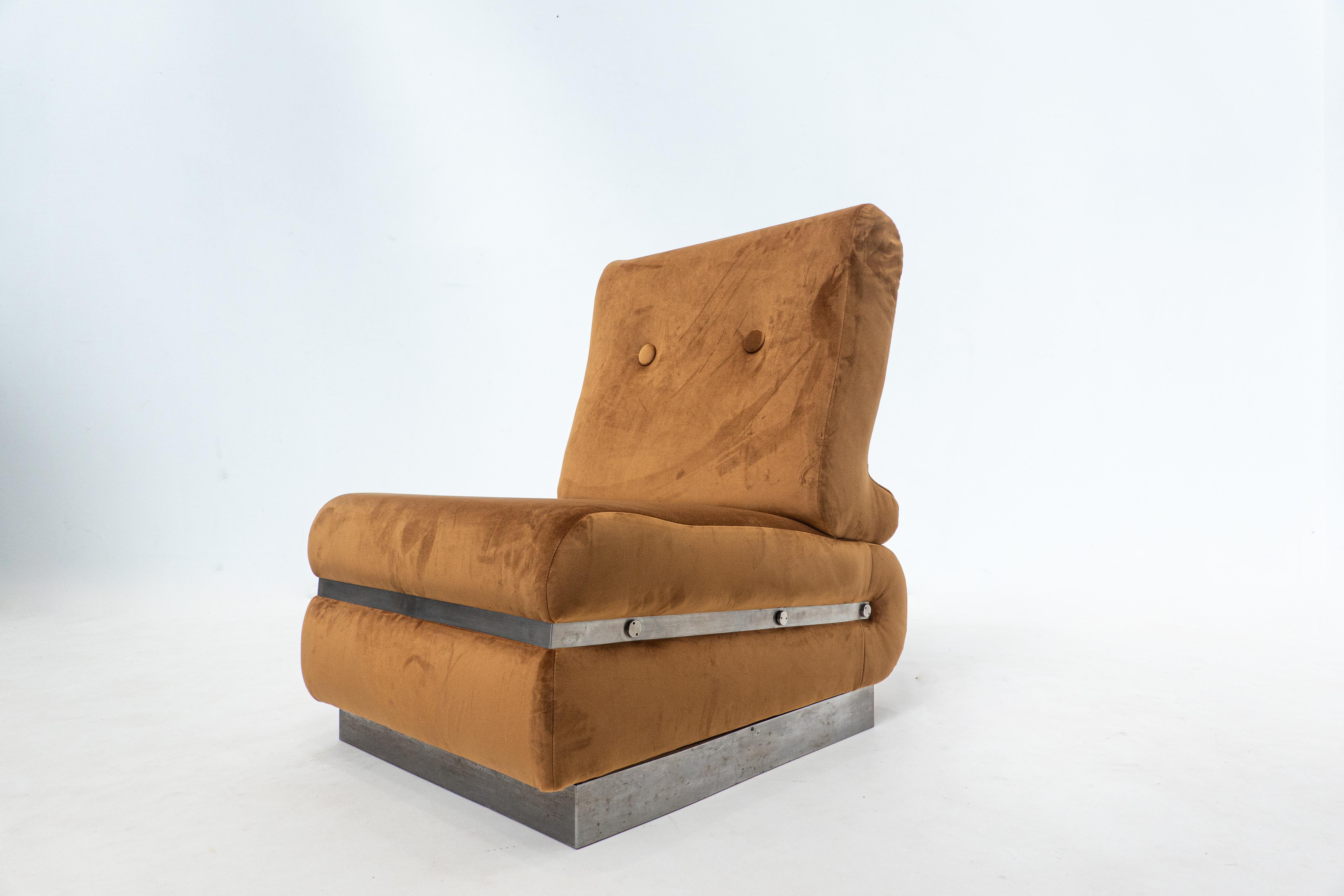 Mid-20th Century Mid-Century Modern Italian Modular Sofa, Original Brown Velvet, 1960s For Sale